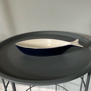 Vintage Stig Lindberg fish dish in Navy Made in Sweden